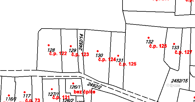 Česká Kamenice 124 na parcele st. 130 v KÚ Česká Kamenice, Katastrální mapa