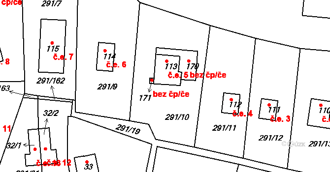 Cetnov 5, Cheb na parcele st. 113 v KÚ Cetnov, Katastrální mapa