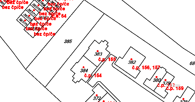 Svatava 155 na parcele st. 383 v KÚ Svatava, Katastrální mapa