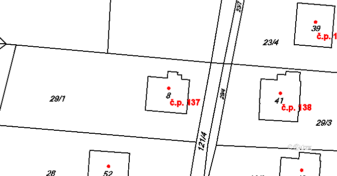 Nový Nemojov 137, Nemojov na parcele st. 8 v KÚ Nový Nemojov, Katastrální mapa