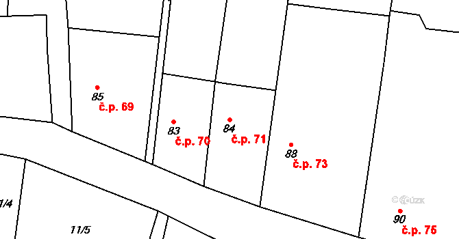 Zavidov 71 na parcele st. 84 v KÚ Zavidov, Katastrální mapa