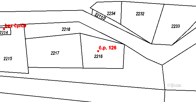 Jablůnka 126 na parcele st. 2216 v KÚ Jablůnka, Katastrální mapa