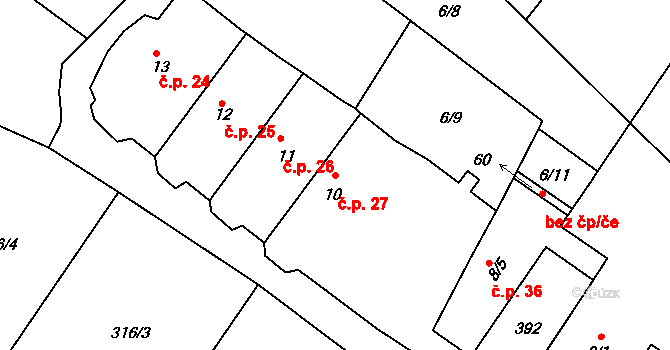 Lipnice 27, Český Rudolec na parcele st. 10 v KÚ Lipnice u Markvarce, Katastrální mapa