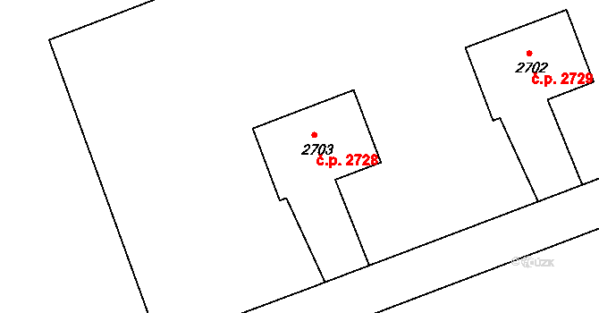 Hodonín 2728 na parcele st. 2703 v KÚ Hodonín, Katastrální mapa