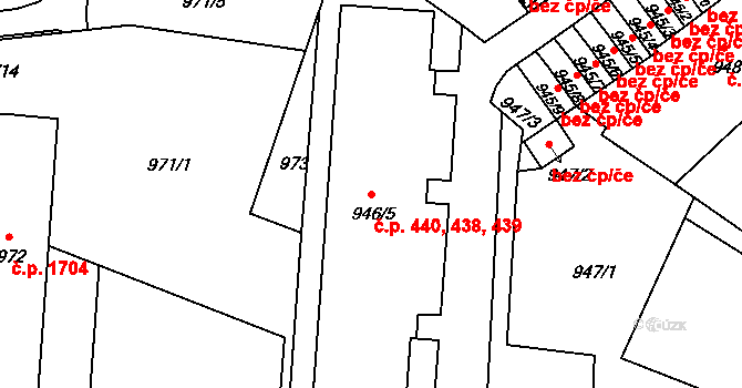 České Budějovice 6 438,439,440, České Budějovice na parcele st. 946/5 v KÚ České Budějovice 6, Katastrální mapa