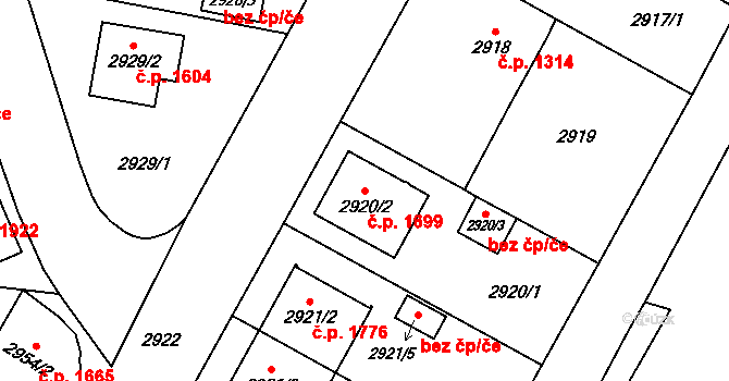 České Budějovice 7 1699, České Budějovice na parcele st. 2920/2 v KÚ České Budějovice 7, Katastrální mapa