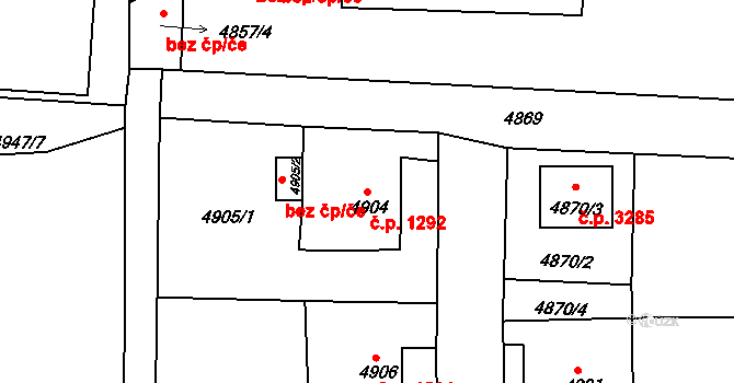 Česká Lípa 1292 na parcele st. 4904 v KÚ Česká Lípa, Katastrální mapa