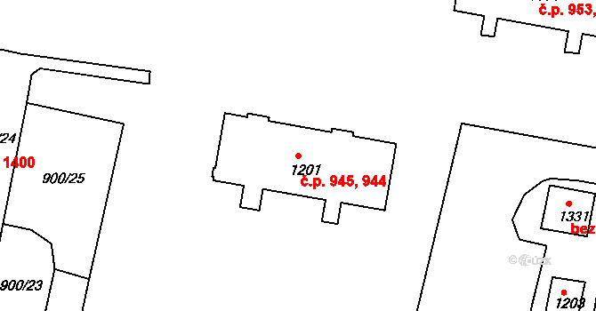 Ivančice 944,945 na parcele st. 1201 v KÚ Ivančice, Katastrální mapa