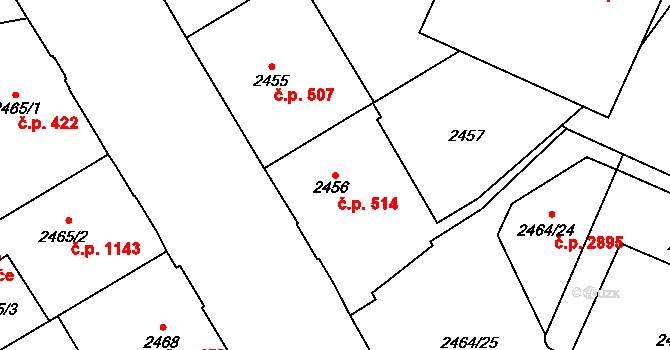Předměstí 514, Opava na parcele st. 2456 v KÚ Opava-Předměstí, Katastrální mapa