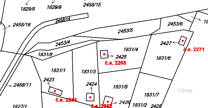 Valcha 2266, Plzeň na parcele st. 2425 v KÚ Valcha, Katastrální mapa