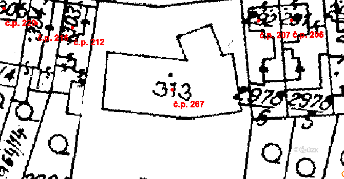 Medlov 267 na parcele st. 379 v KÚ Medlov u Uničova, Katastrální mapa