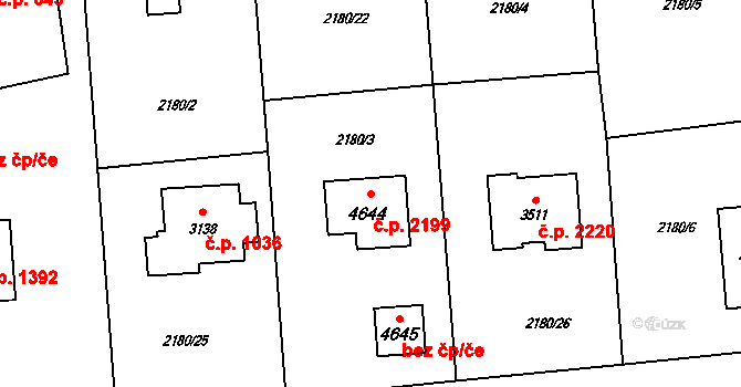 Rožnov pod Radhoštěm 2199 na parcele st. 4644 v KÚ Rožnov pod Radhoštěm, Katastrální mapa