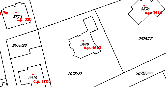 Humpolec 1543 na parcele st. 3449 v KÚ Humpolec, Katastrální mapa