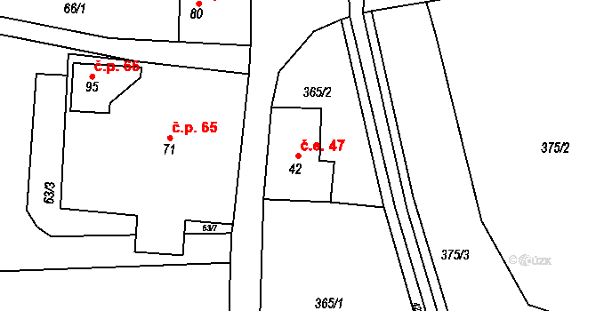 Horní Albeřice 47, Horní Maršov na parcele st. 42 v KÚ Horní Albeřice, Katastrální mapa