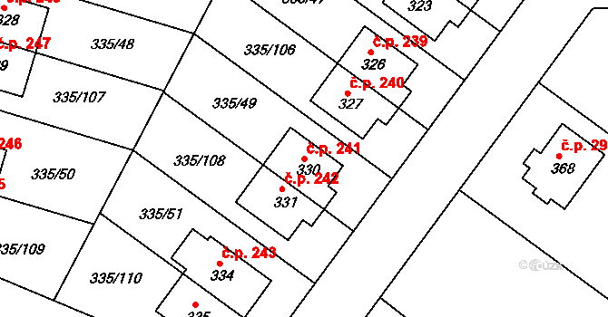 Tachlovice 241 na parcele st. 330 v KÚ Tachlovice, Katastrální mapa