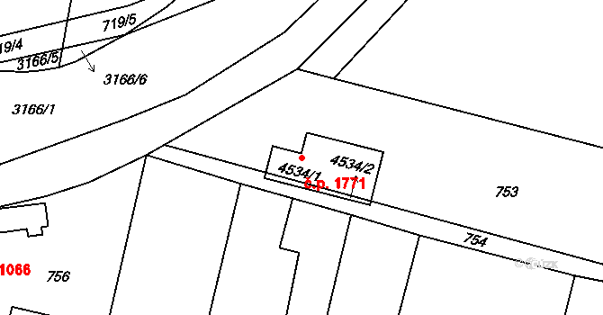 Čelákovice 1771 na parcele st. 4534/1 v KÚ Čelákovice, Katastrální mapa