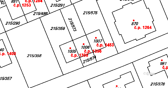 Rudná 1396 na parcele st. 1006 v KÚ Hořelice, Katastrální mapa