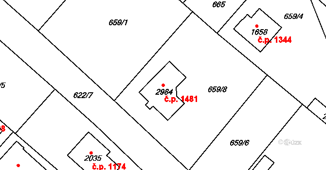 Neratovice 1481 na parcele st. 2984 v KÚ Neratovice, Katastrální mapa
