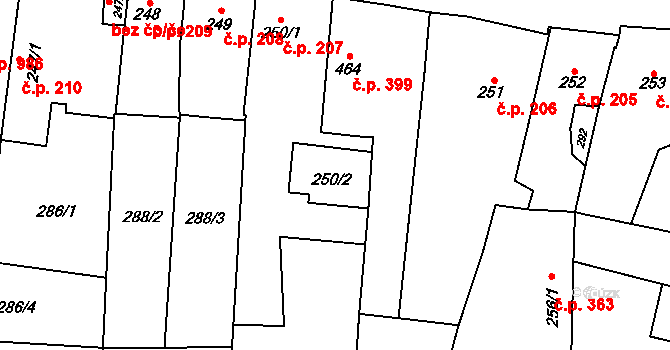 Třebechovice pod Orebem 652 na parcele st. 250/2 v KÚ Třebechovice pod Orebem, Katastrální mapa