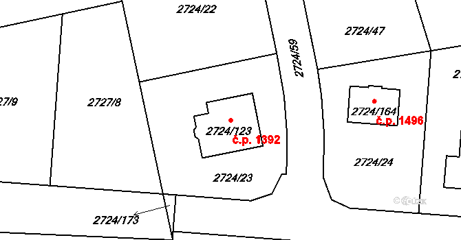 Kylešovice 1392, Opava na parcele st. 2724/123 v KÚ Kylešovice, Katastrální mapa