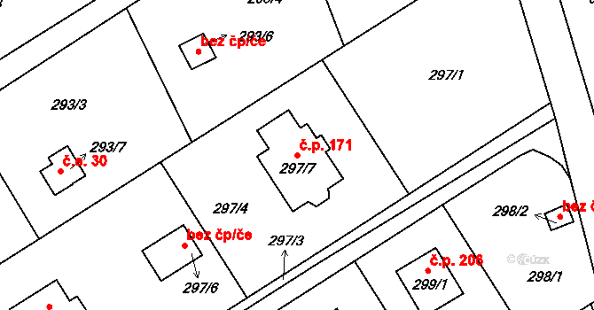 Liberec XVIII-Karlinky 171, Liberec na parcele st. 297/7 v KÚ Karlinky, Katastrální mapa