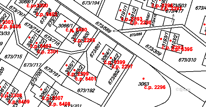 Zlín 6399 na parcele st. 3064/1 v KÚ Zlín, Katastrální mapa