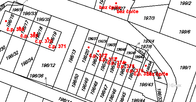 Pokratice 373, Litoměřice na parcele st. 196/21 v KÚ Pokratice, Katastrální mapa
