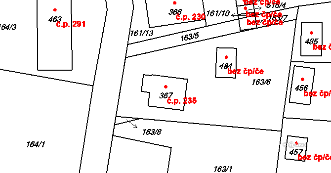 Čechtice 235 na parcele st. 367 v KÚ Čechtice, Katastrální mapa