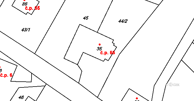 Dolní Libochová 66 na parcele st. 35 v KÚ Dolní Libochová, Katastrální mapa