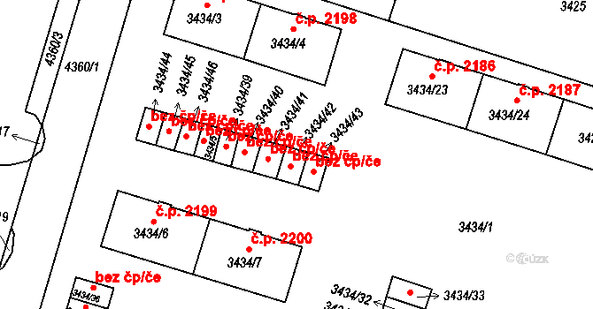 Teplice 39153371 na parcele st. 3434/42 v KÚ Teplice, Katastrální mapa