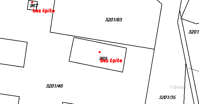 Boršice 40602371 na parcele st. 969 v KÚ Boršice u Buchlovic, Katastrální mapa