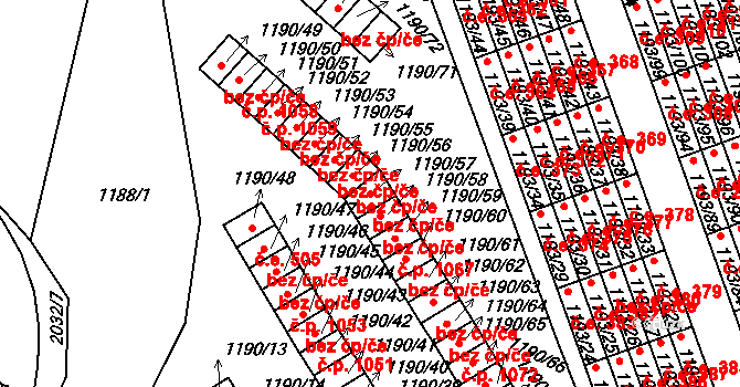 Bechyně 40926371 na parcele st. 1190/57 v KÚ Bechyně, Katastrální mapa
