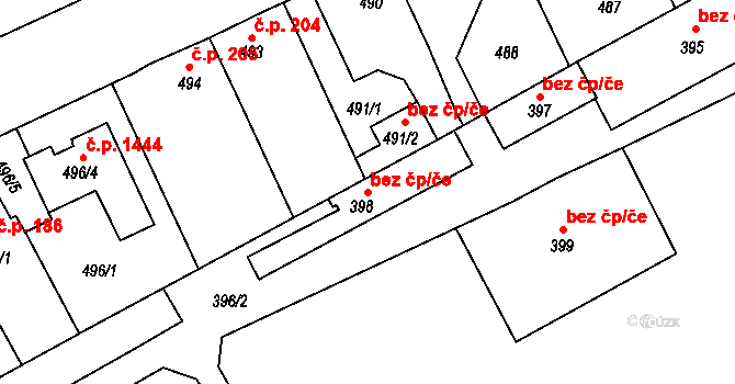 Holešov 41360371 na parcele st. 398 v KÚ Holešov, Katastrální mapa