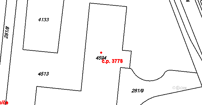 Zlín 3778 na parcele st. 4594 v KÚ Zlín, Katastrální mapa