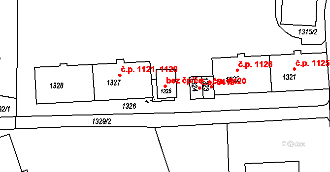 Kadaň 42155371 na parcele st. 1325 v KÚ Kadaň, Katastrální mapa
