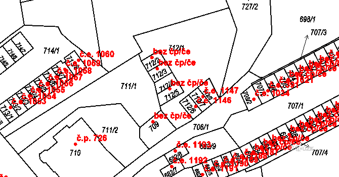 Děčín 42436371 na parcele st. 712/5 v KÚ Děčín, Katastrální mapa