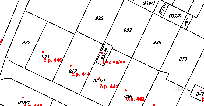 Brumov-Bylnice 43185371 na parcele st. 931/2 v KÚ Bylnice, Katastrální mapa