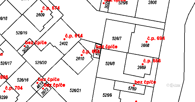Třebíč 44137371 na parcele st. 5877 v KÚ Třebíč, Katastrální mapa