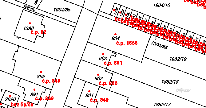 Kateřinky 851, Opava na parcele st. 903 v KÚ Kateřinky u Opavy, Katastrální mapa