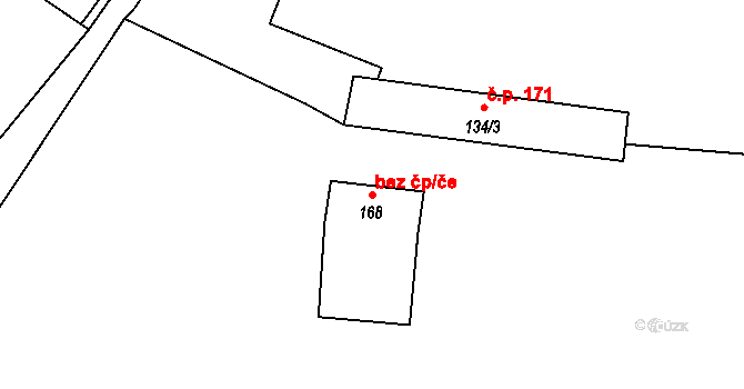 Sedlec-Prčice 45407371 na parcele st. 168 v KÚ Prčice, Katastrální mapa