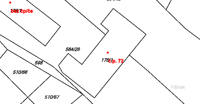 Teplýšovice 45439371 na parcele st. 175/1 v KÚ Teplýšovice, Katastrální mapa