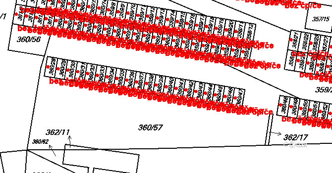 Rousínov 45882371 na parcele st. 360/40 v KÚ Rousínov u Vyškova, Katastrální mapa