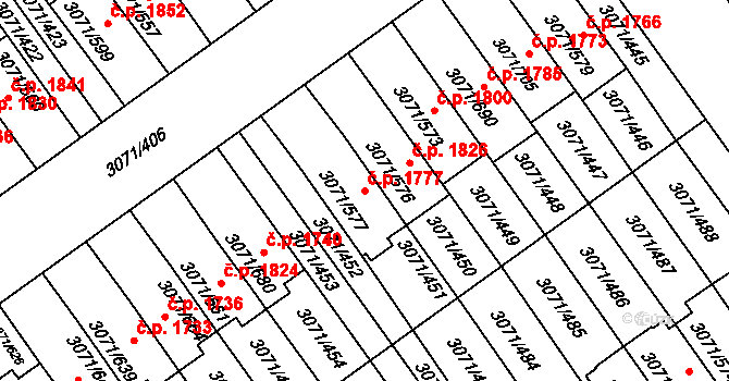 Hlučín 1777 na parcele st. 3071/577 v KÚ Hlučín, Katastrální mapa