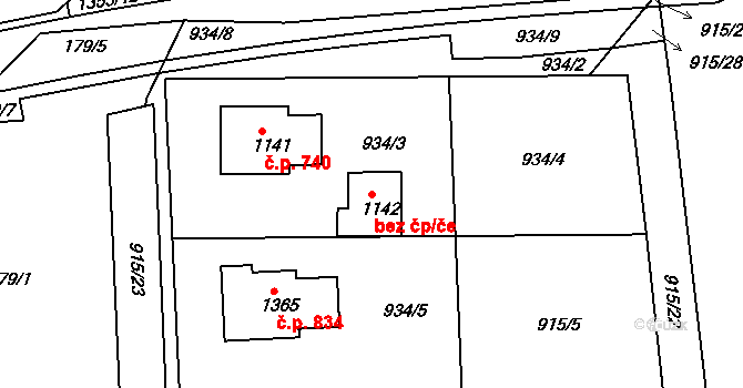 Svitavy 46400371 na parcele st. 1142 v KÚ Čtyřicet Lánů, Katastrální mapa