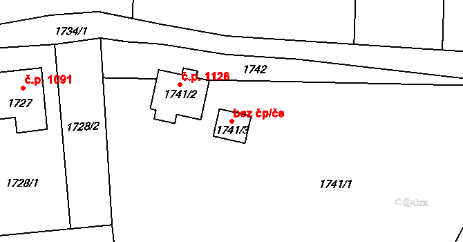 Zubří 47363371 na parcele st. 1741/3 v KÚ Zubří, Katastrální mapa