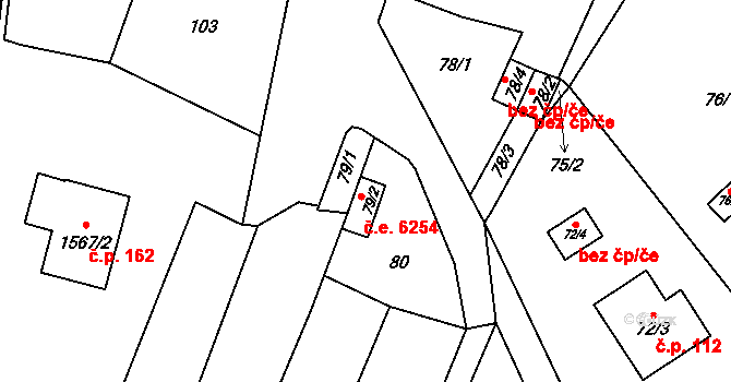 Konice 6254, Znojmo na parcele st. 79/2 v KÚ Konice u Znojma, Katastrální mapa