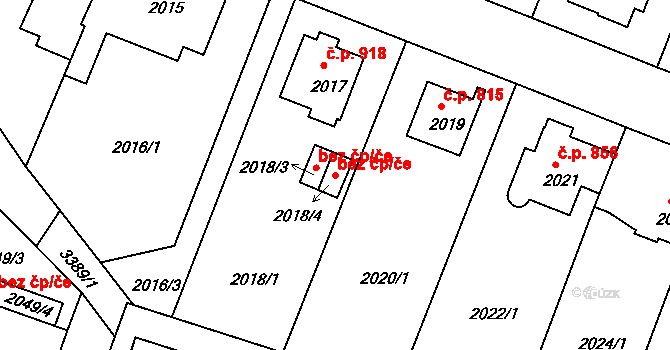 Benešov 48613371 na parcele st. 2018/4 v KÚ Benešov u Prahy, Katastrální mapa