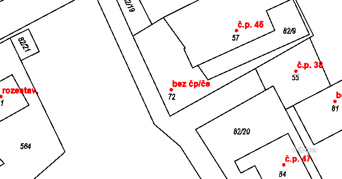 Bačkov 49820371 na parcele st. 72 v KÚ Bačkov, Katastrální mapa
