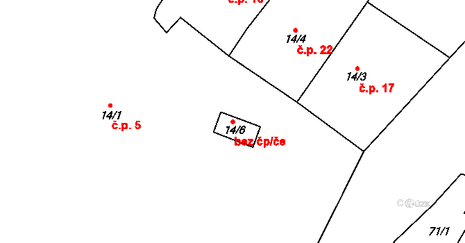 Tismice 50449371 na parcele st. 14/6 v KÚ Limuzy, Katastrální mapa