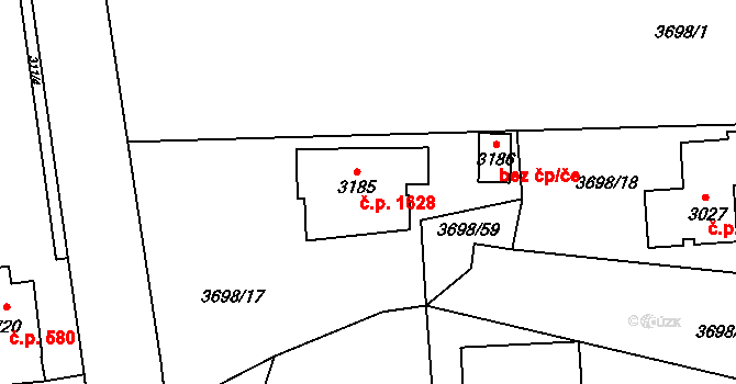 Lipník nad Bečvou I-Město 1628, Lipník nad Bečvou na parcele st. 3185 v KÚ Lipník nad Bečvou, Katastrální mapa